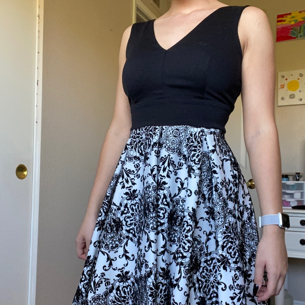 Black and white floral dress